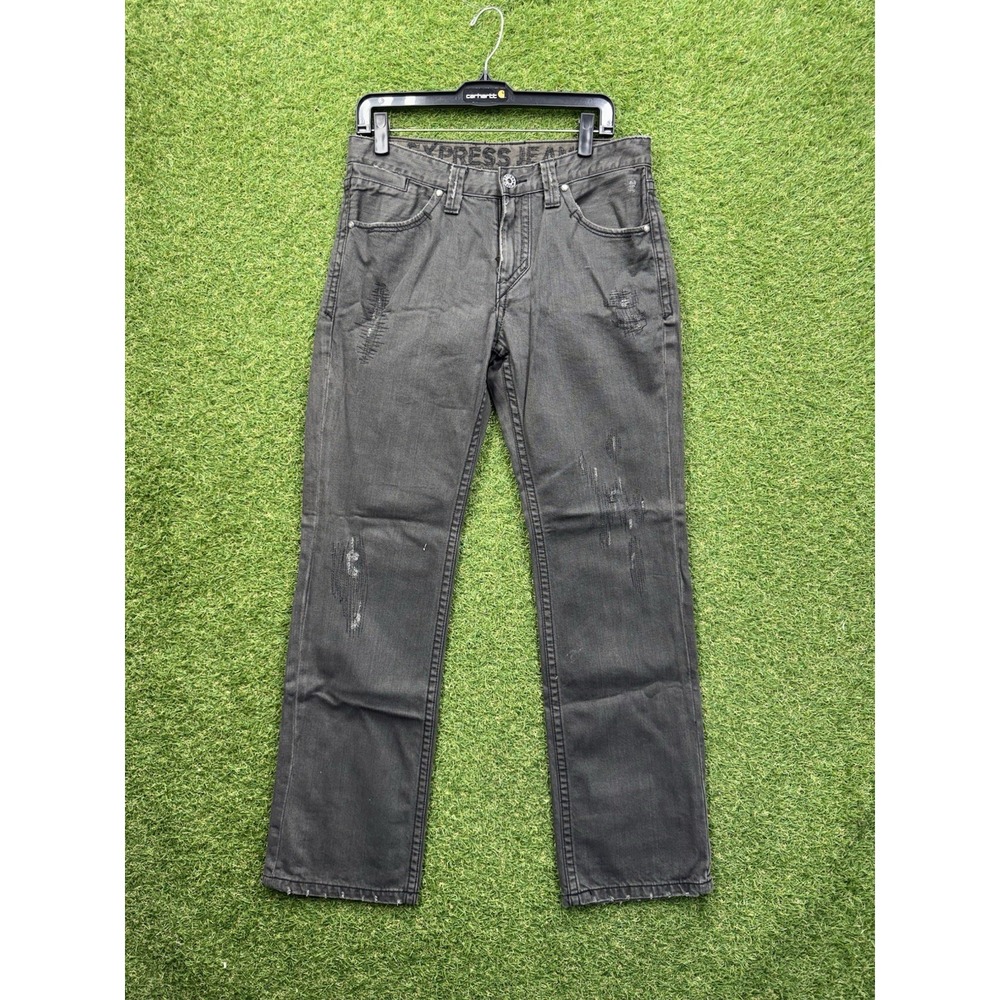 Express Jeans Mens 32X32 Rocco Slim Fit Low Rise Straight Leg Black Denim y2k